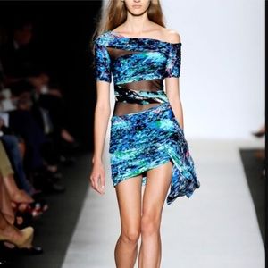 💙 BCBG Runway Blue Mesh Dress Size Small
